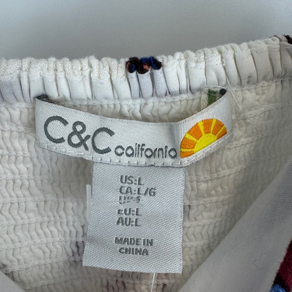 C&C California Womens Linen Blend Seashell Starfish Maxi Dress White Large L - Picture 4 of 12